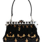 Dolce & Gabbana Elegant Black Tassel Gold Baroque VANDA Clutch