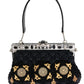 Dolce & Gabbana Elegant Black Tassel Gold Baroque VANDA Clutch