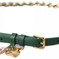 Dolce & Gabbana Green Embellished Chain Gold Buckle Belt