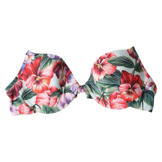 Dolce & Gabbana Multicolor Floral Swimwear Top Push Up Bikini