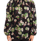 Dolce & Gabbana Silk Black Floral Print Long Sleeve Top Blouse