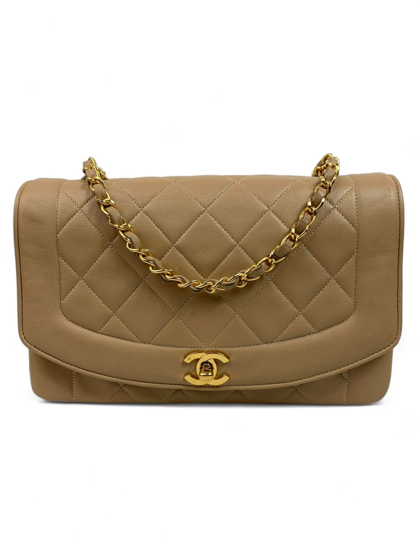 Chanel Diana Vintage Medium Beige Classic Quilted Lambskin