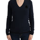 Costume National Elegant Blue V-Neck Sweater