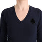 Costume National Elegant Blue V-Neck Sweater