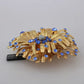 Dolce & Gabbana Gold Brass Blue Crystals Embellished Jewelry Brooch