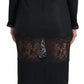 Dolce & Gabbana Black Sheer Floral Lace Sheath Midi Dress