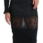 Dolce & Gabbana Black Sheer Floral Lace Sheath Midi Dress