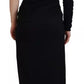 Dolce & Gabbana Black Wrap Sheath One Shoulder Wool Dress