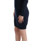 MARGHI LO' Elegant Over Knee Blue Wool Dress