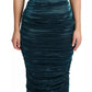 Dolce & Gabbana Silk Blend Green Satin Fitted Strapless Dress