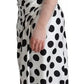 Dolce & Gabbana White Polka Dots Crystal One Shoulder Dress