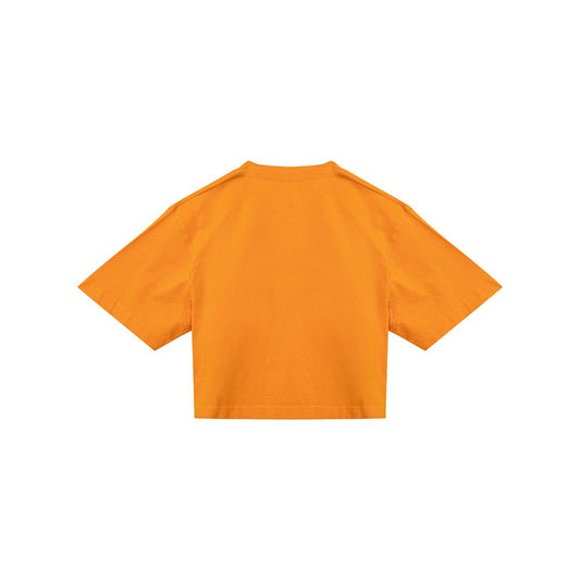 Off-White Orange Cotton Statement Top for Women