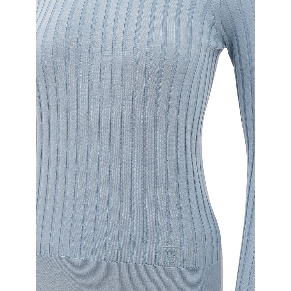 Burberry Elegant Silk Sweater in Light Blue