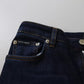 Dolce & Gabbana Dark Blue High Waist Skinny Cotton Jeans