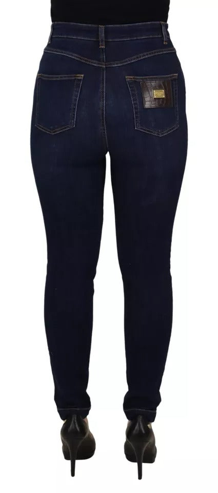 Dolce & Gabbana Dark Blue High Waist Skinny Cotton Jeans