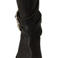 Dolce & Gabbana Black Leather Buckle Mid Calf Boots Shoes