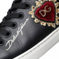 Dolce & Gabbana Black Portofino Sacred Heart Sneakers Shoes