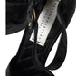 Dolce & Gabbana Black Sequin Ankle Strap Heels Sandals Shoes