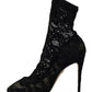 Dolce & Gabbana Black Stretch Socks Taormina Lace Boots Shoes