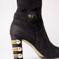 Dolce & Gabbana Black Suede Embellished High Boots Shoes