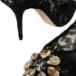 Dolce & Gabbana Black Taormina Lace Crystal Heel Pumps Shoes