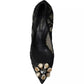 Dolce & Gabbana Black Taormina Lace Crystal Heel Pumps Shoes