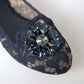 Dolce & Gabbana Blue Taormina Lace Crystals Flats Shoes