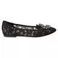 Dolce & Gabbana Black Taormina Lace Crystals Flats Shoes