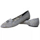 Dolce & Gabbana Gray Taormina Lace Slip On Flats Shoes