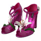 Dolce & Gabbana Fuchsia Flower Crystals Heels Sandals Shoes