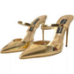 Dolce & Gabbana Gold Leather Mary Janes Mule Sandals Shoes