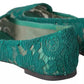 Dolce & Gabbana Green Floral Lace Loafers Flats Shoes