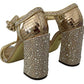 Dolce & Gabbana Gold Crystals T-strap Sandals Leather Shoes