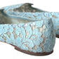 Dolce & Gabbana Light Blue Floral Lace Loafers Flats Shoes