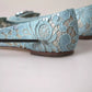 Dolce & Gabbana Blue Lace Crystal Ballet Loafers Shoes