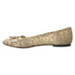 Dolce & Gabbana Gold Lace Crystal Ballet Loafers Shoes