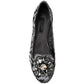 Dolce & Gabbana Gray Black Lace Crystal Ballet Loafers Shoes