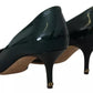 Dolce & Gabbana Green Kitten Heels Pumps Patent Leather Shoes