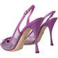 Dolce & Gabbana Purple Leather Mesh High Heels Slingback Shoes