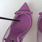 Dolce & Gabbana Purple Leather Mesh High Heels Slingback Shoes