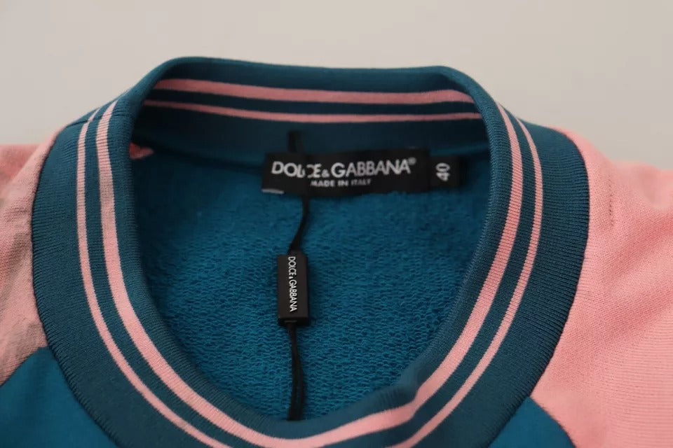 Dolce & Gabbana Blue Pink Tropical Queen Pullover Sweater