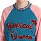 Dolce & Gabbana Blue Pink Tropical Queen Pullover Sweater