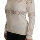 Dolce & Gabbana Off White Lace Button Down Cardigan Sweater