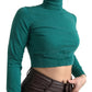 Dolce & Gabbana Dark Green Turtleneck Cropped Pullover Sweater