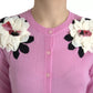 Dolce & Gabbana Pink Floral Crew Neck Button Cardigan Sweater