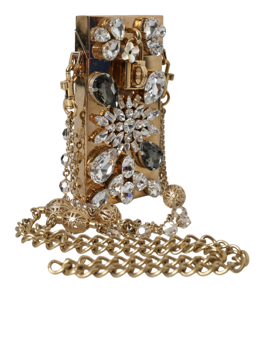 Dolce & Gabbana Gold Metal Crystal Embellished Mini Crossbody Bag