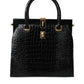 Dolce & Gabbana Black Exotic Leather Top Handle Tote Women Bag