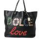 Dolce & Gabbana Black BEATRICE Leather Embellished Shopping Tote Bag