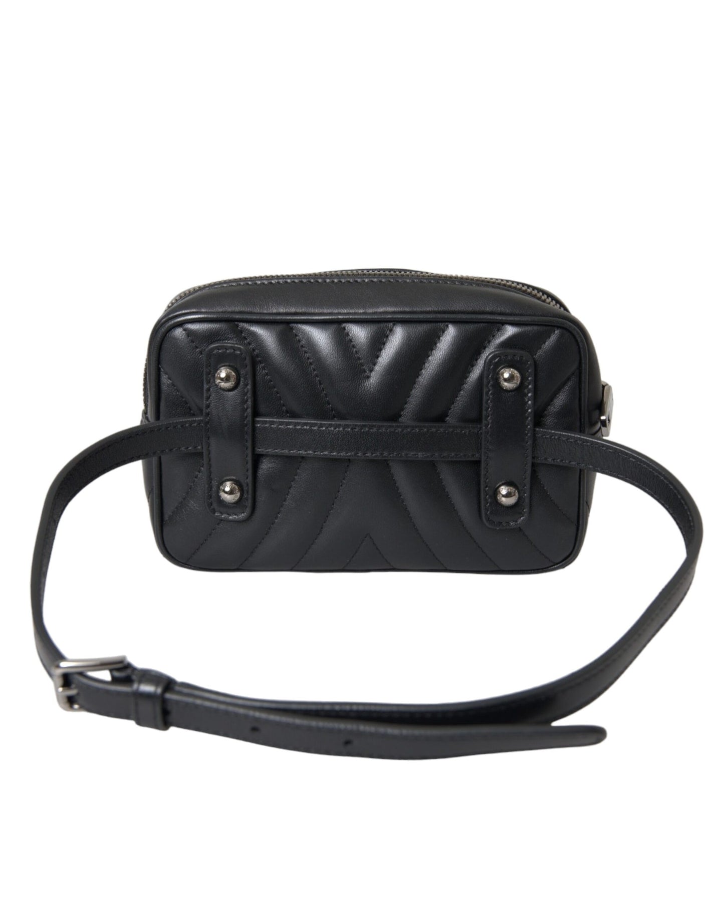 Dolce & Gabbana Black Leather Marsupio Quilting Love Belt Fanny Pack Bag