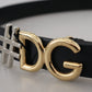 Dolce & Gabbana Black Leather Metal #DG Logo Buckle Belt